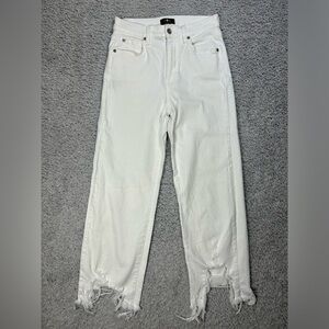 7 For All Mankind Jeans Womens 26 Cropped Alexa White Frayed Raw Hem Night Out